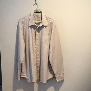 Gap Men’s Long Sleeve Button Down Gray/White Striped Shirt X-Large